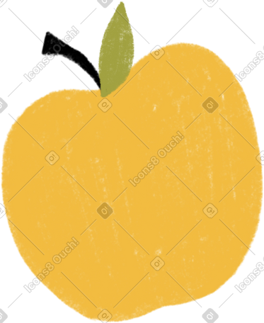 yellow apple with leaf PNG, SVG