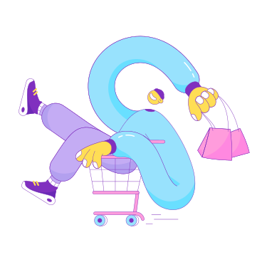 Guy rolling around in a basket with bags in his hands PNG, SVG