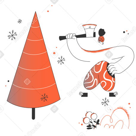 Getting tree for Christmas Illustration in PNG, SVG