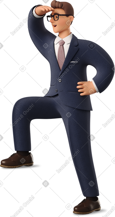 Businessman in blue suit looking into the distance PNG, SVG