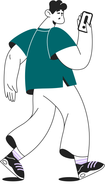 man with phone in hand PNG, SVG