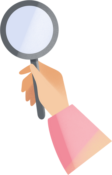 hand with magnifying glass PNG, SVG