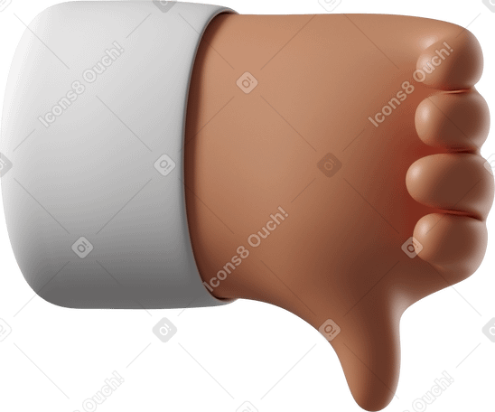3D Tanned skin hand giving a dislike PNG, SVG
