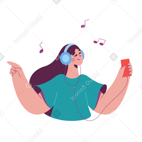 Girl listening to music PNG, SVG