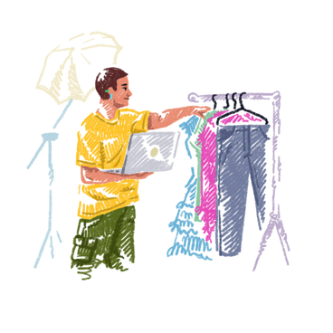 A man picking clothes for online orders  PNG, SVG