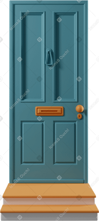 3D Blue door with steps Illustration in PNG, SVG