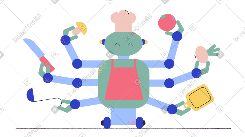 多臂机器人做饭 PNG, SVG