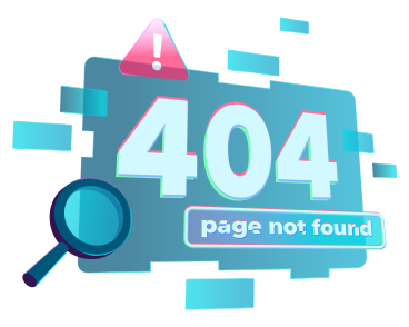 Text error 404, page not found with magnifying glass PNG, SVG