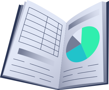 Book with a table and pie chart PNG, SVG