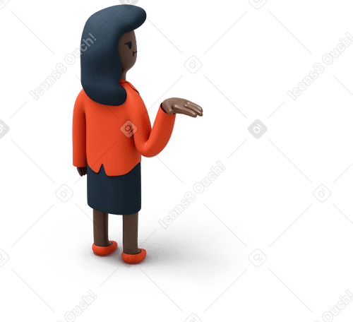 3D Back view of black businesswoman raising her hand up PNG, SVG