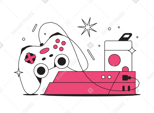 Gaming console for video games Illustration in PNG, SVG