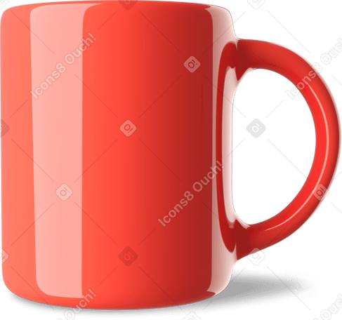 3D red mug with handle PNG, SVG
