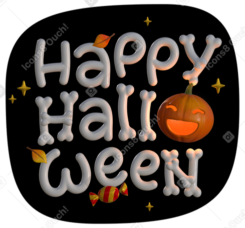 3D lettering happy halloween with pumpkin and candy PNG, SVG