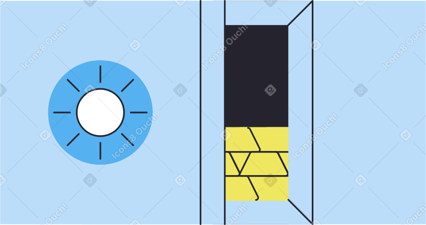 slightly open blue safe with gold bars Illustration in PNG, SVG