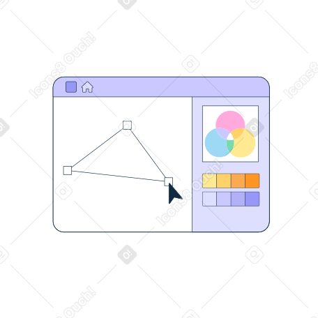 Drawing a triangle in a graphic editor Illustration in PNG, SVG