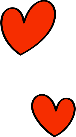 two red hearts in black stroke Illustration in PNG, SVG
