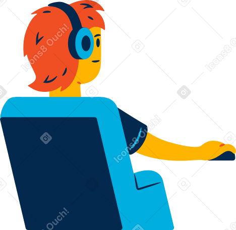 man at the computer Illustration in PNG, SVG