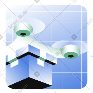 Drone delivery on blueprint background icon PNG, SVG