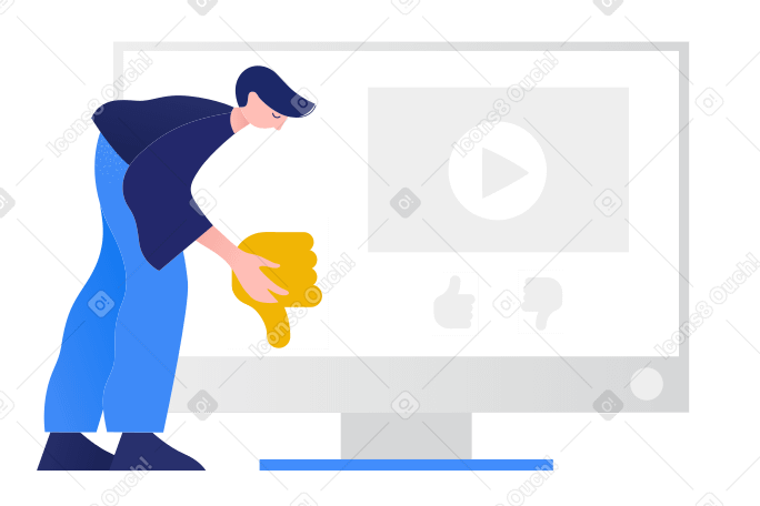Man giving a dislike under video PNG, SVG