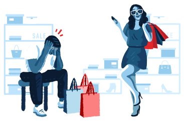 Uomo e donna che fanno shopping insieme PNG, SVG