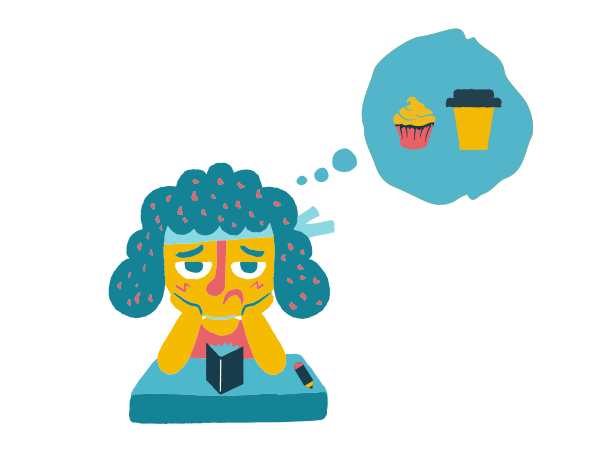 勉強に飽きた少女 のpngとsvgでのイラスト