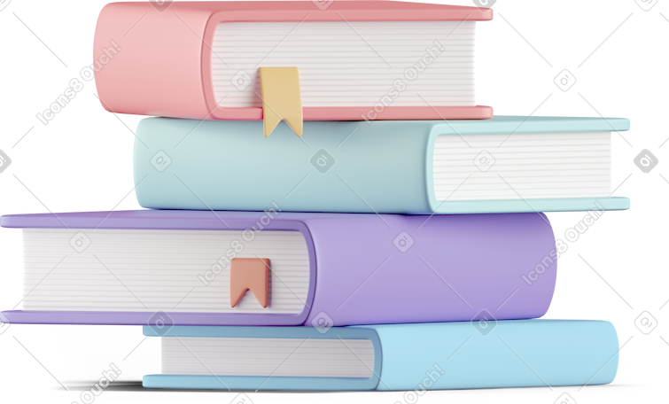 3D stack of different books PNG, SVG