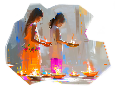 Oil painting of diwali festival PNG, SVG