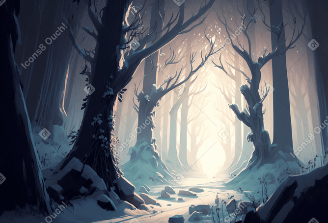 3D winter forest background PNG, SVG