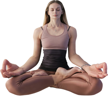 Donna seduta nella posizione del loto sullo yoga PNG, SVG