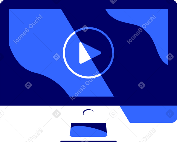 computer monitor with video player Illustration in PNG, SVG