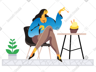 在咖啡馆吃冰淇淋的女人 PNG, SVG