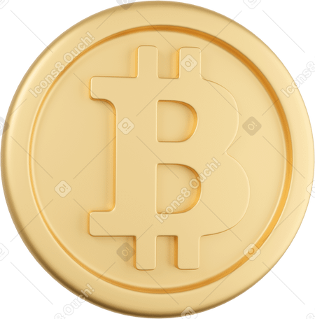 3D golden bitcoin front Illustration in PNG, SVG
