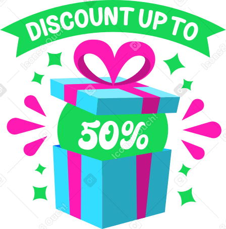 lettering discount up to fifty percent gift Illustration in PNG, SVG
