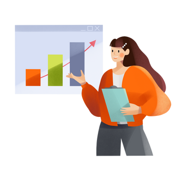 Young woman presenting business graph PNG, SVG