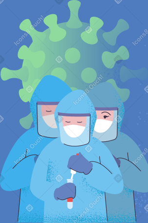 Antivirus Scientists Illustration in PNG, SVG