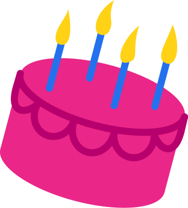 Розовый торт со свечами в PNG, SVG
