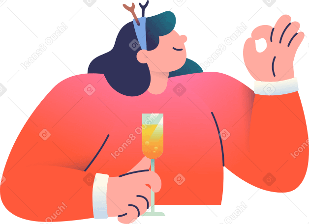 woman with glass of champagne Illustration in PNG, SVG