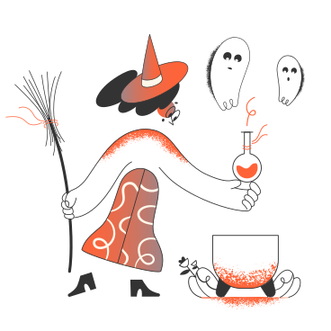 Witch with ghost potion PNG, SVG