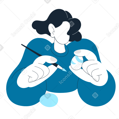 イースターエッグを描く若い女性 PNG、SVG