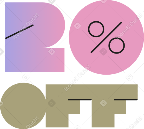 Двадцать процентов от в PNG, SVG