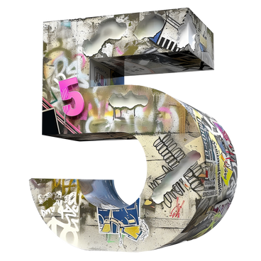 Concrete number  with graffiti PNG, SVG