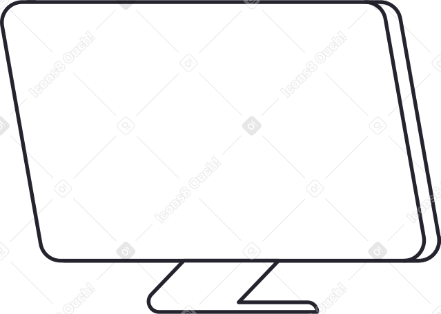white linear monitor from back PNG, SVG