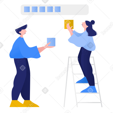 Hombre y mujer trabajando juntos y progresando PNG, SVG