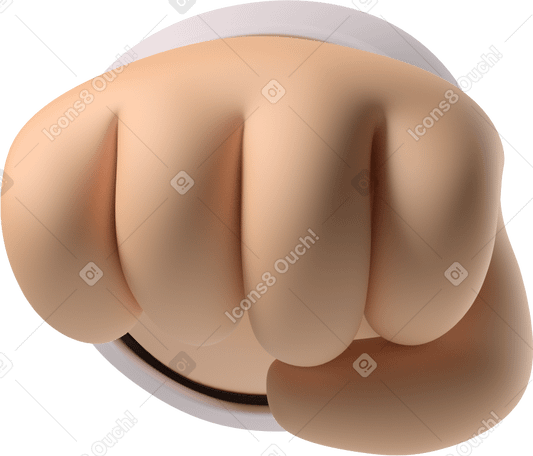 3D Oncoming fist of a white skin hand PNG, SVG