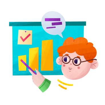 Young businessman presenting his work by pointing to the chart PNG, SVG