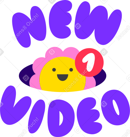 lettering sticker new video flower Illustration in PNG, SVG