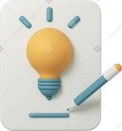 3D idea lamp with pencil в PNG, SVG