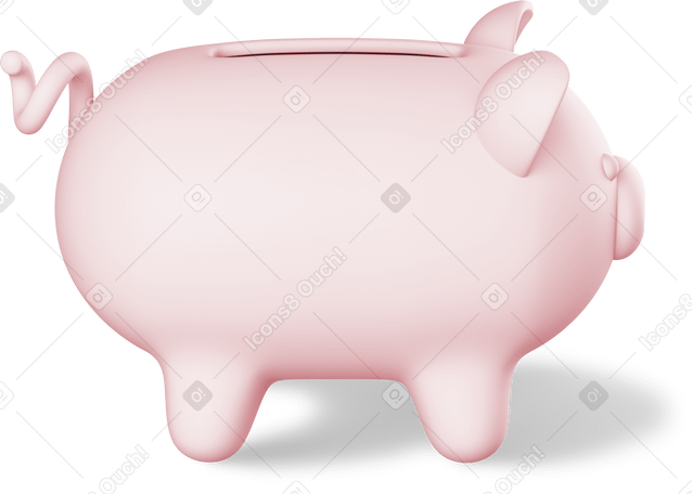 3D side view of piggy bank Illustration in PNG, SVG