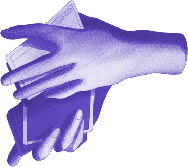 hands shuffling cards purple PNG, SVG