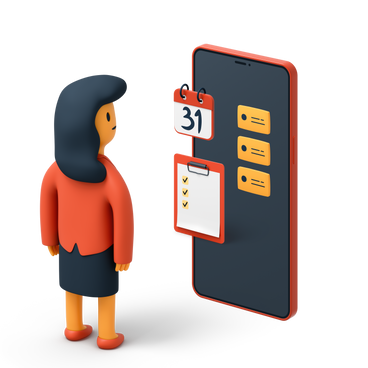 Woman using mobile phone for business planning PNG, SVG